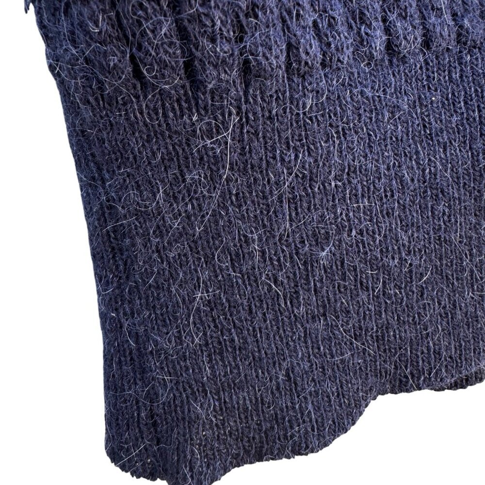 Rodier Paris Vintage French 90s Ribbed Knit V-Neck Librarian Sweater Vest Navy M - Picture 3 of 8